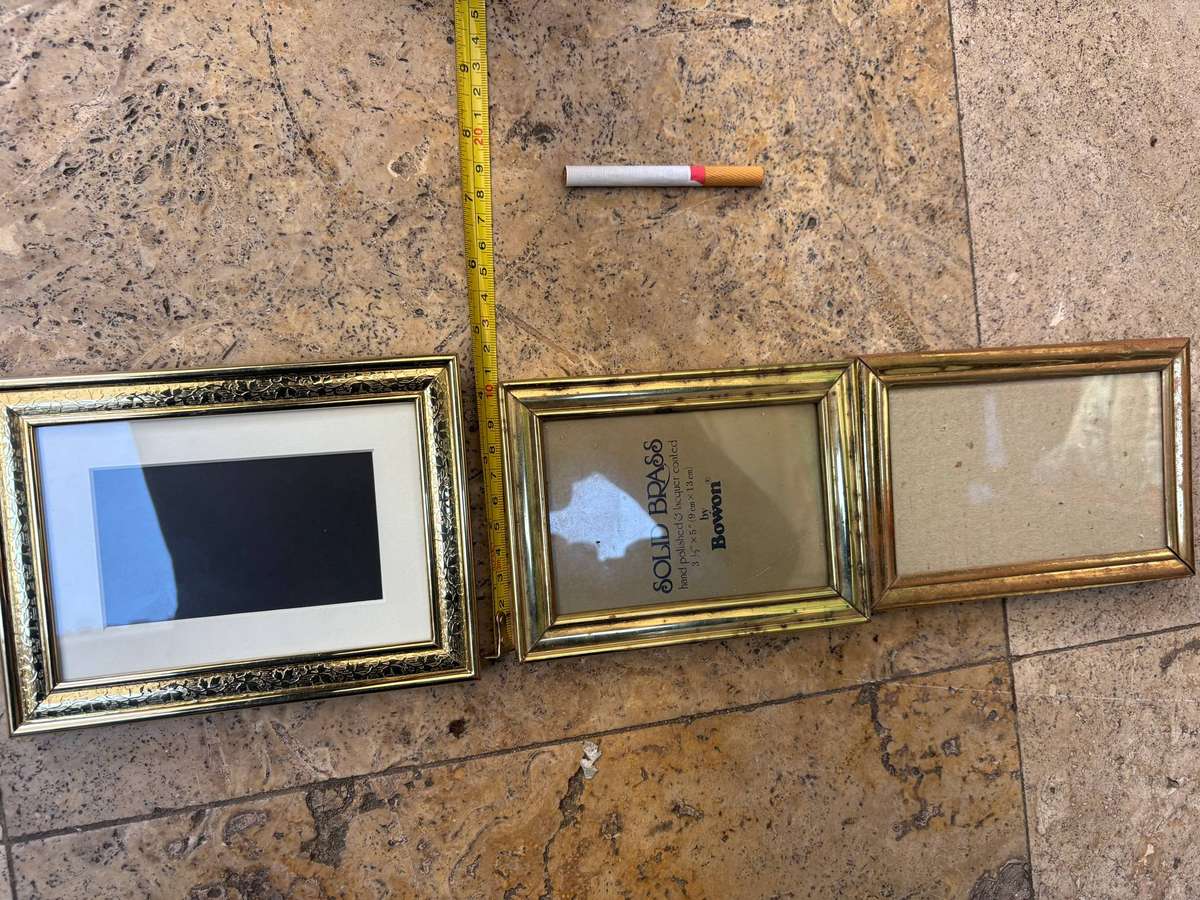 Brass picture frames set of 3