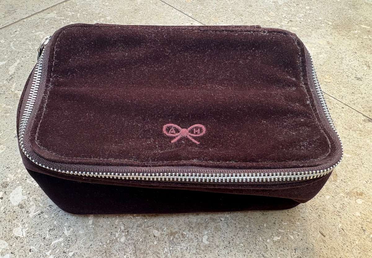 Anya Hindmarch Brown Velvet Bag British Airway First Class Amenity Case Only