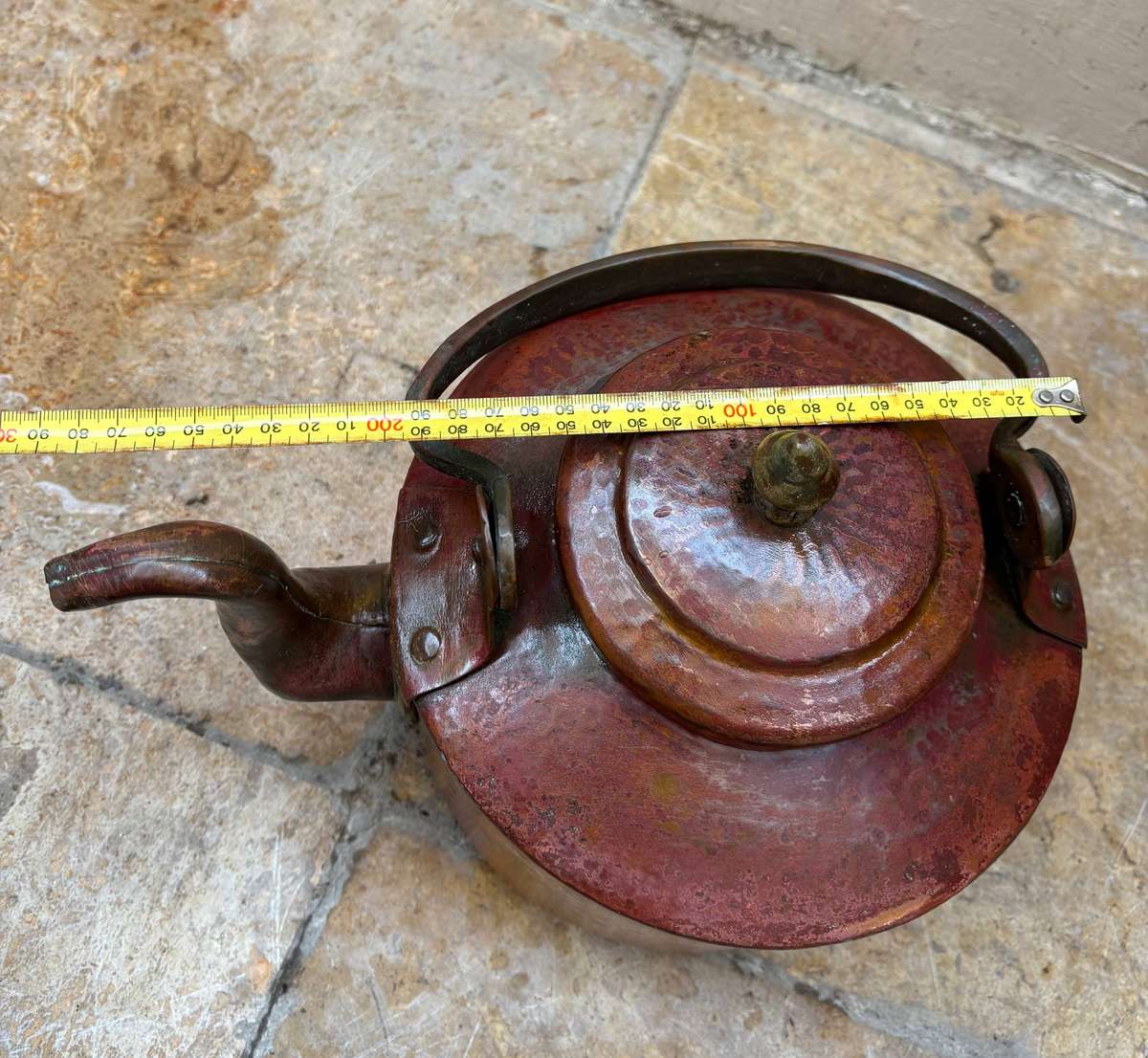 Antique hammered  copper large copper kettle gooseneck spout