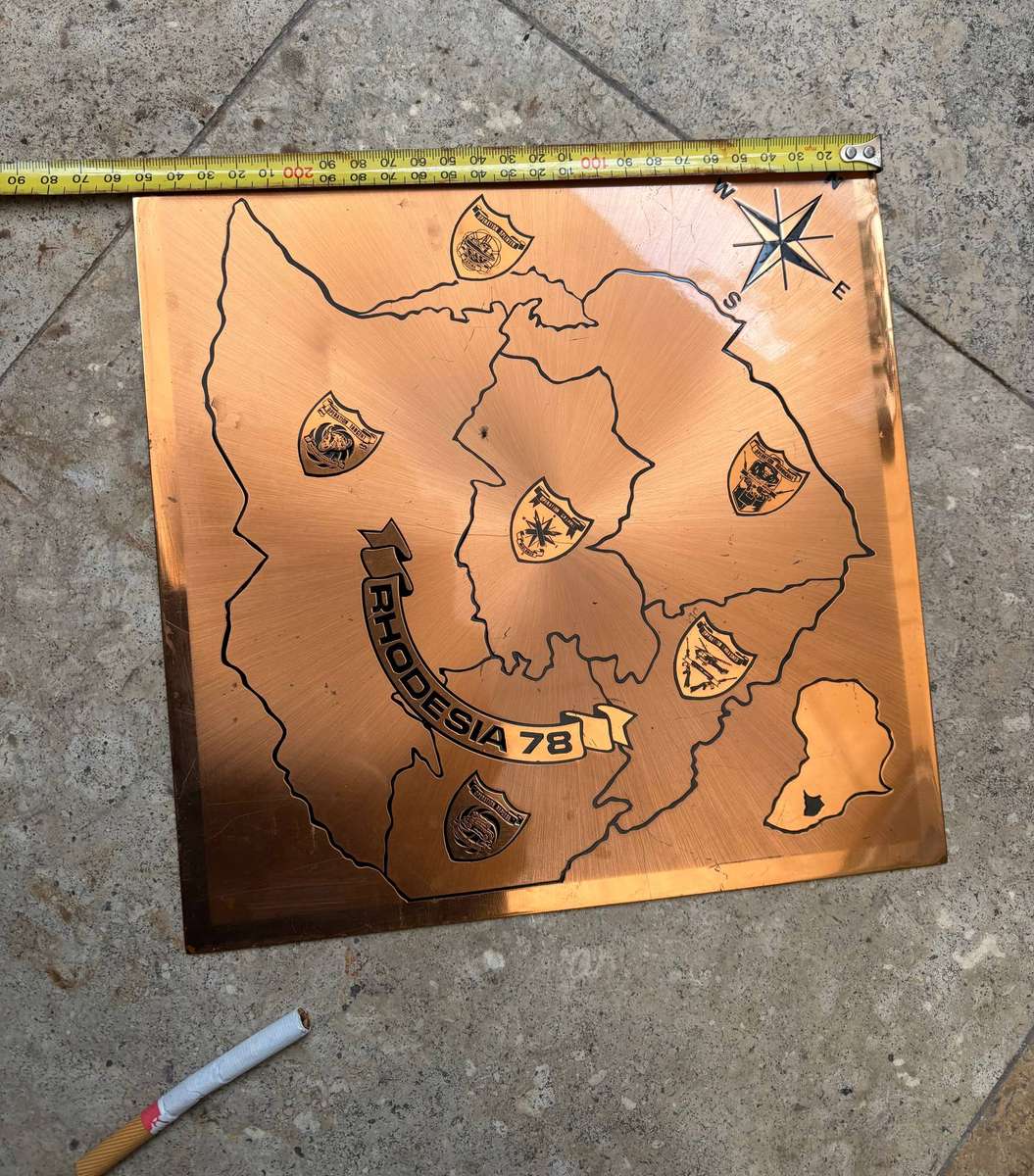 Dennis Thomson copper map Rhodesia 1978 numbered limited edition plaque