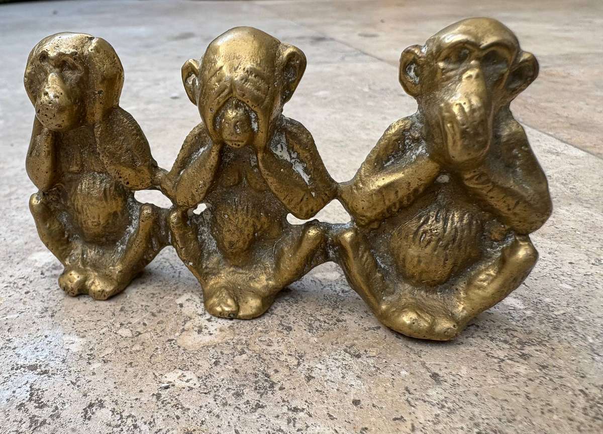 Vintage Brass three wise monkeys