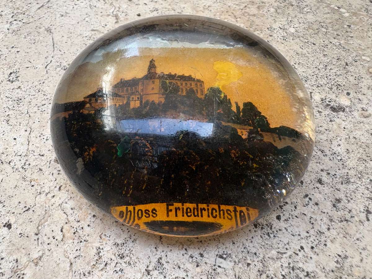 Antique domed glass paper weight Schloss Friedrichstein castle Germany