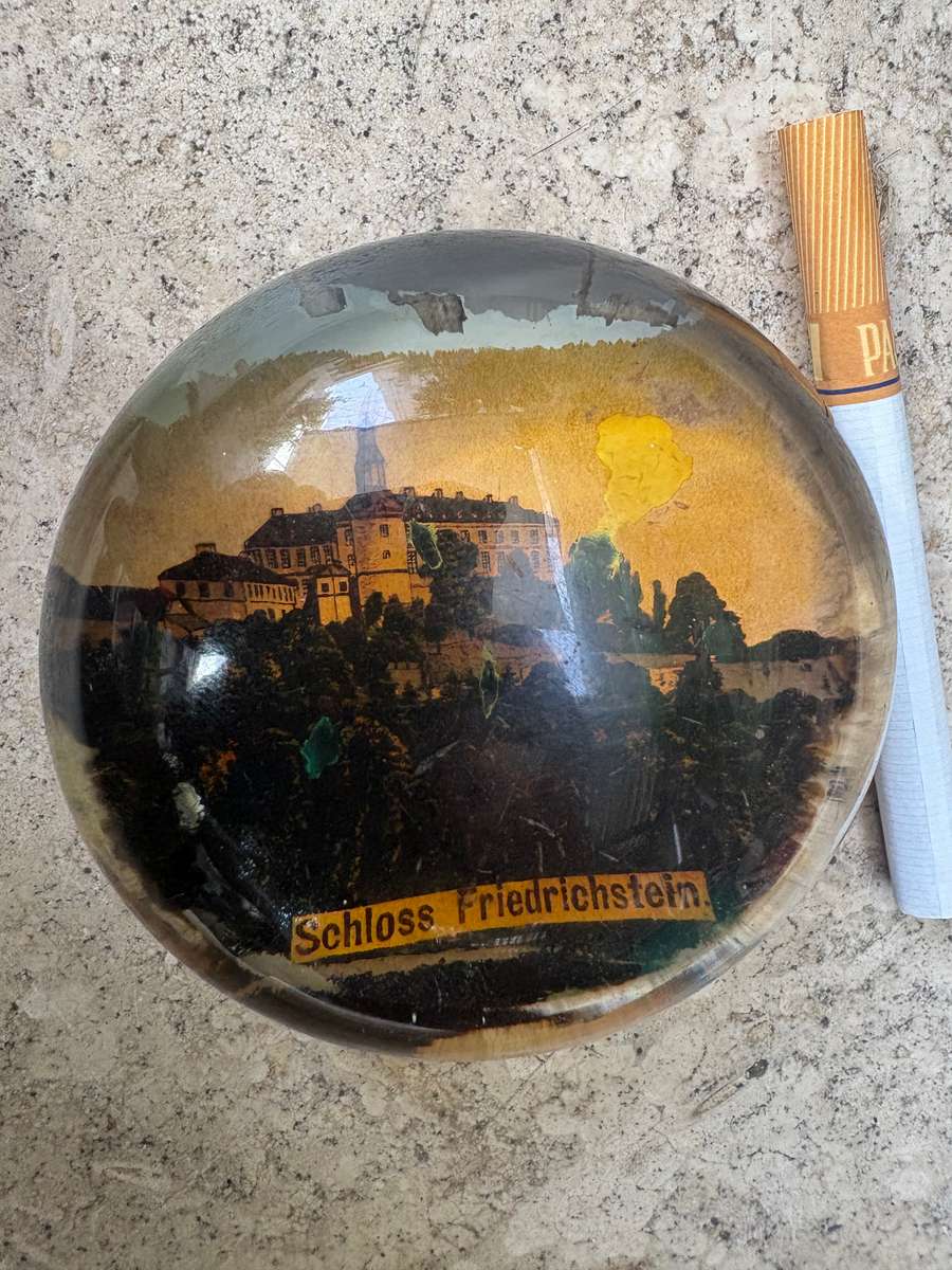 Antique domed glass paper weight Schloss Friedrichstein castle Germany