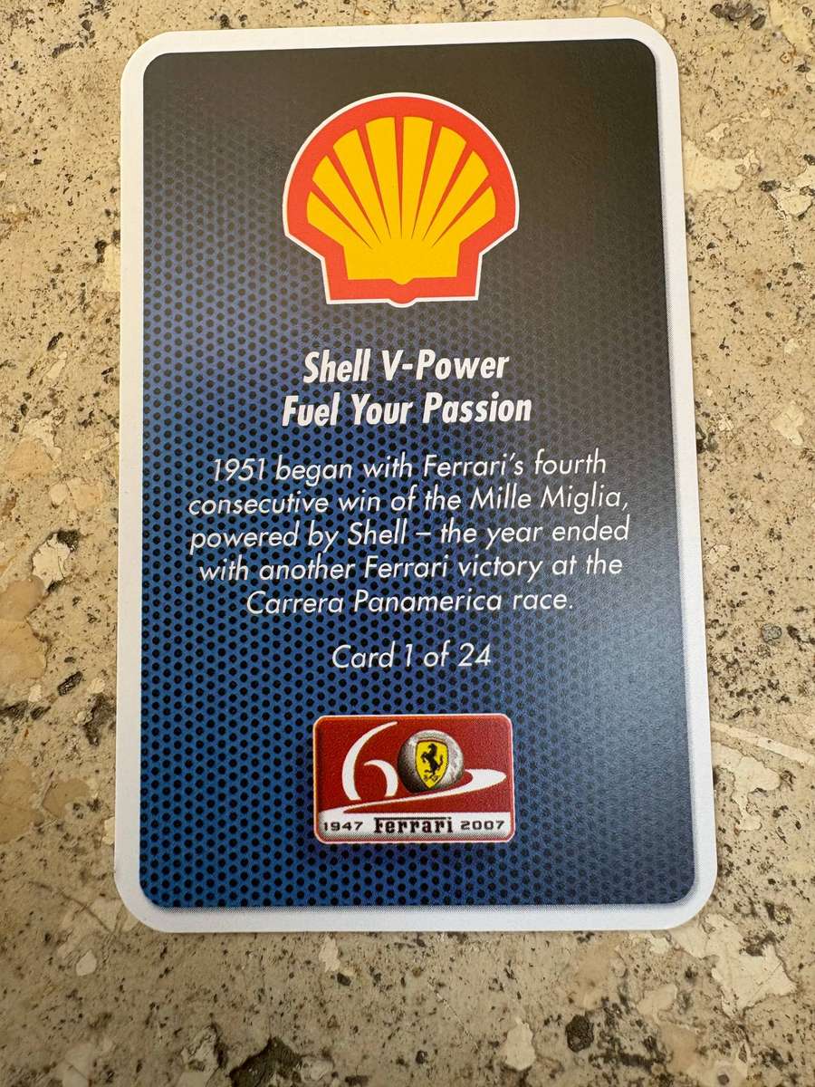 Shell V Power  Ferrari collection trading cards 2 packs complete 1-24
