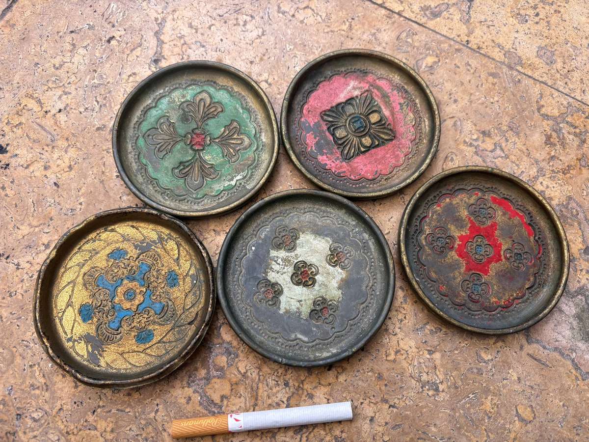 Vintage  florentine coaster set of 5 hand painted Italy