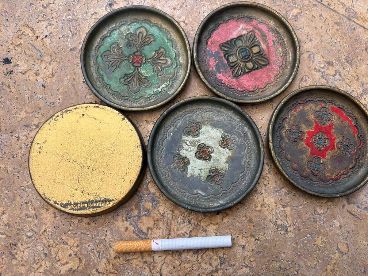 Vintage  florentine coaster set of 5 hand painted Italy