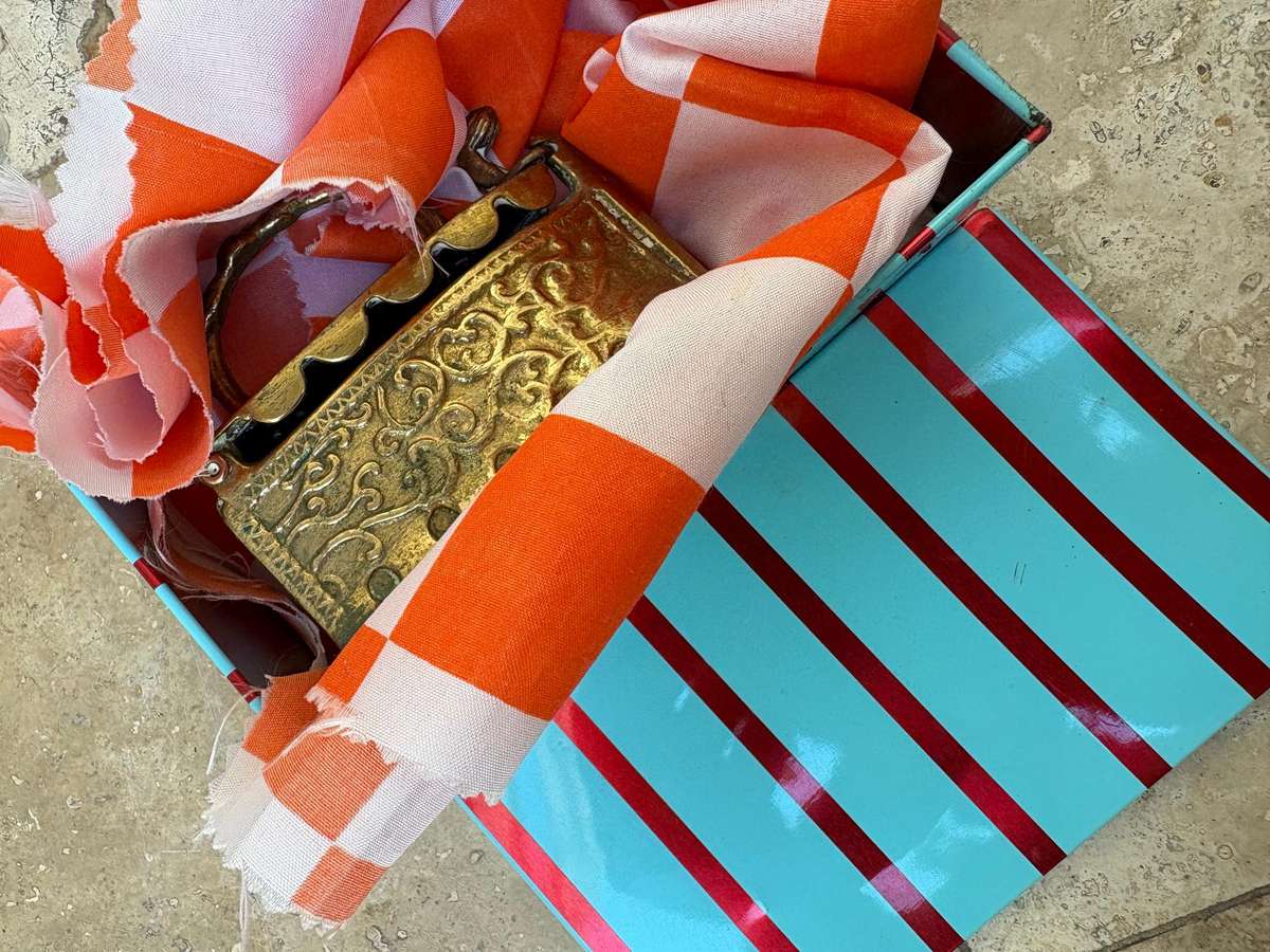 Vintage brass coal iron