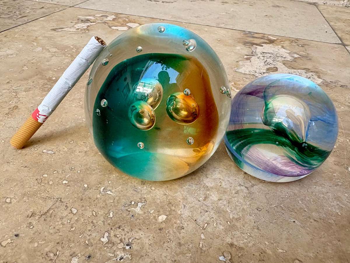 vintage Murano glass  paper weight  pair small and medium
