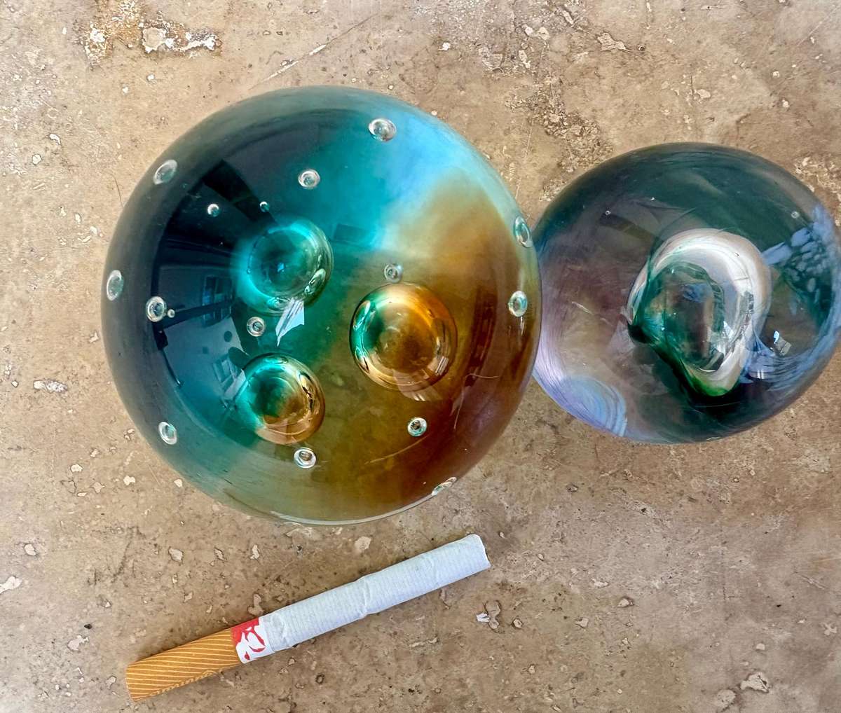 vintage Murano glass  paper weight  pair small and medium