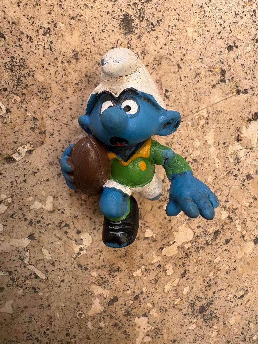 Vintage rare South African springboks rugby Smurf 1980 Peyo broken leg plus 2