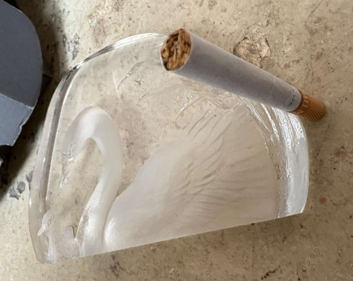 Vintage Mats Jonasson lead crystal paperweight Swan mother and baby  3d NIB , in original packaging