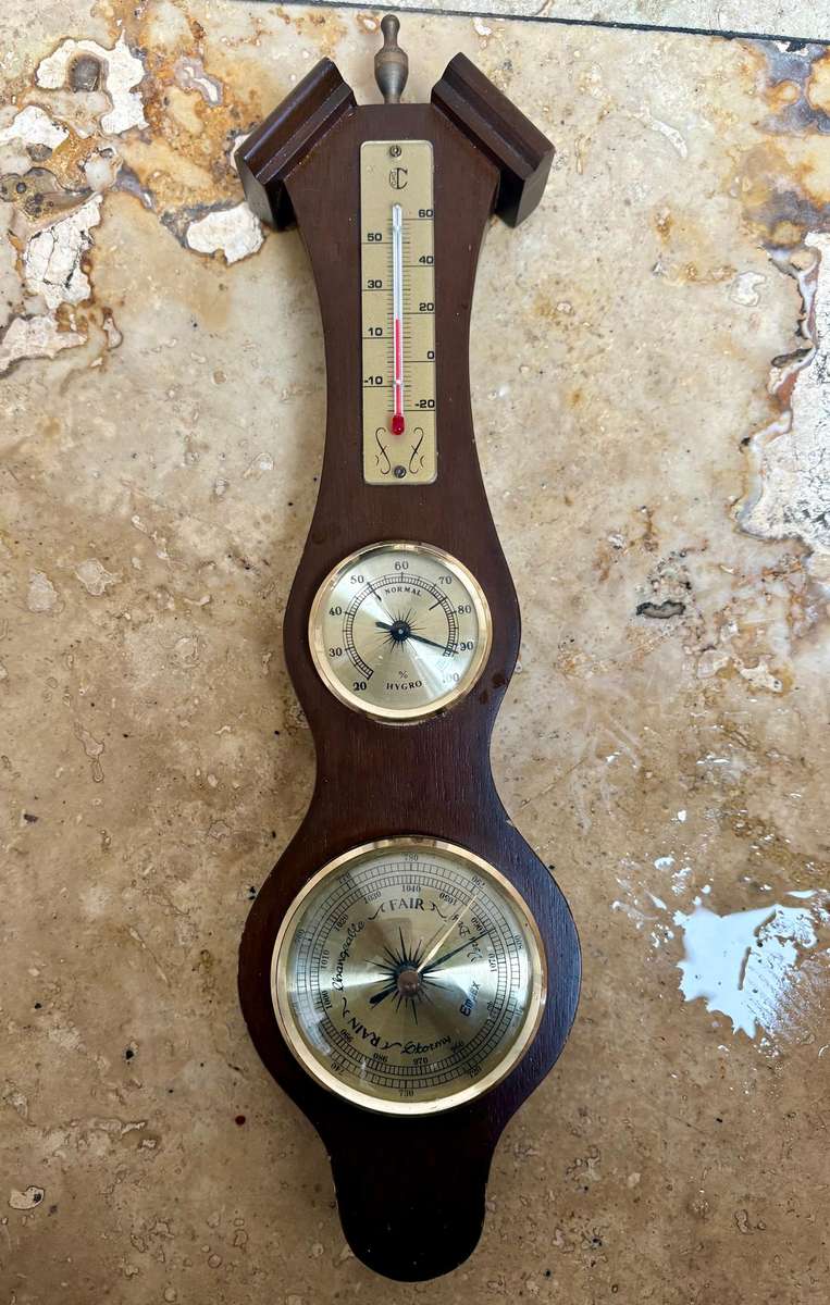 Vintage barometer thermometer wall mount