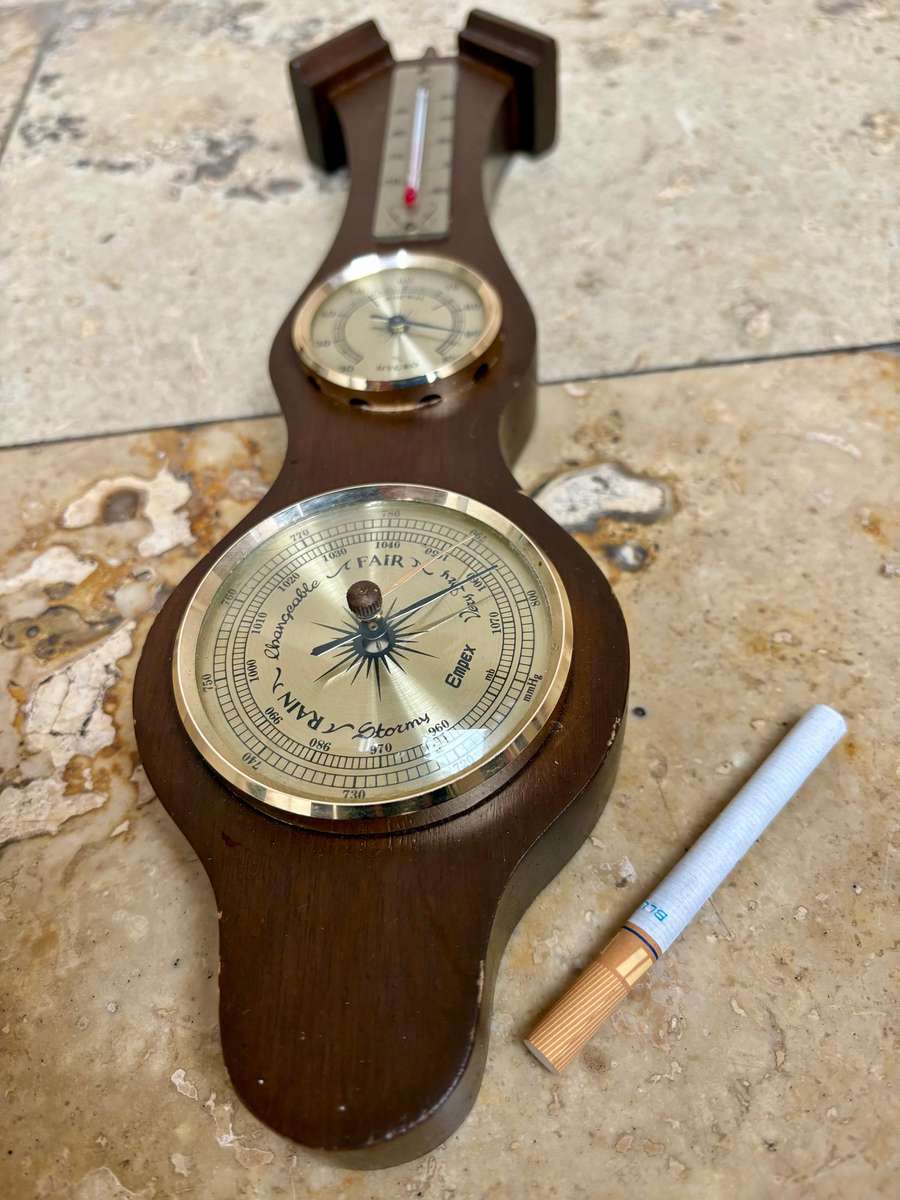 Vintage barometer thermometer wall mount