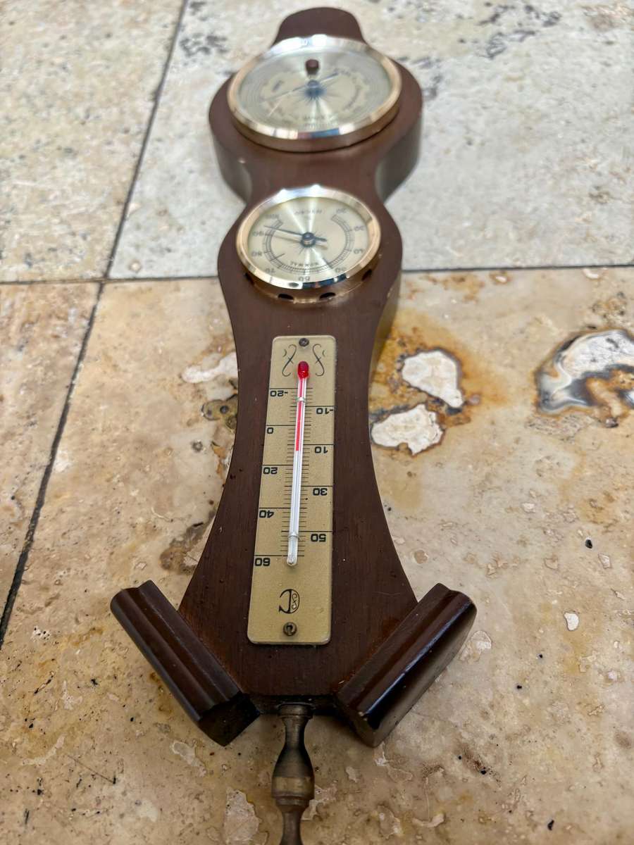Vintage barometer thermometer wall mount