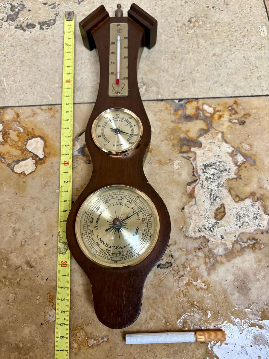 Vintage barometer thermometer wall mount