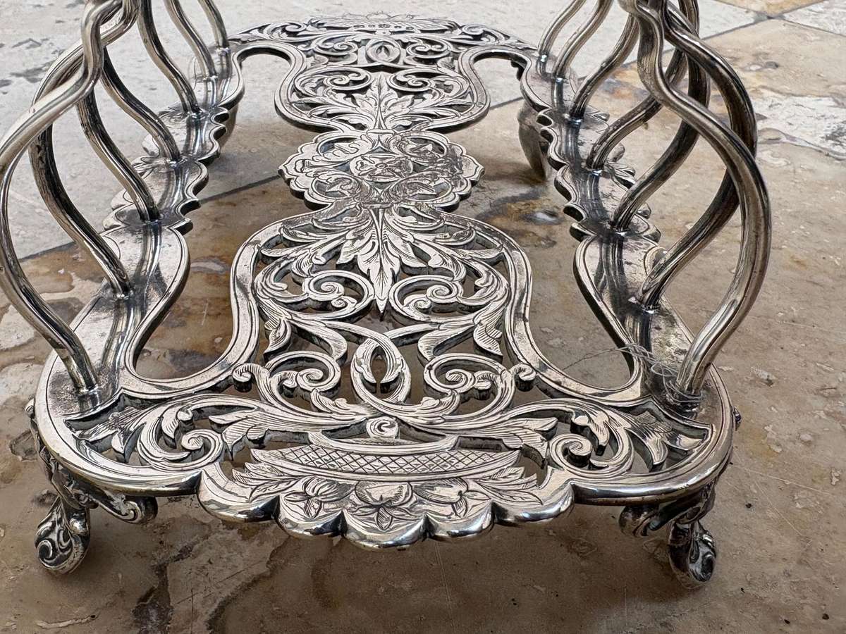 Antique silver plate footed toast rack ornate numbered and hallmarked