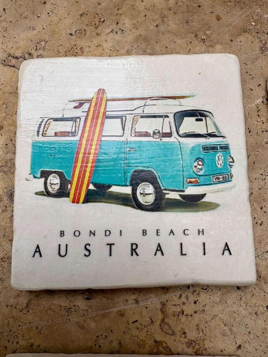Bondi beach surf tile  coaster set of 4 , sandy bay designs