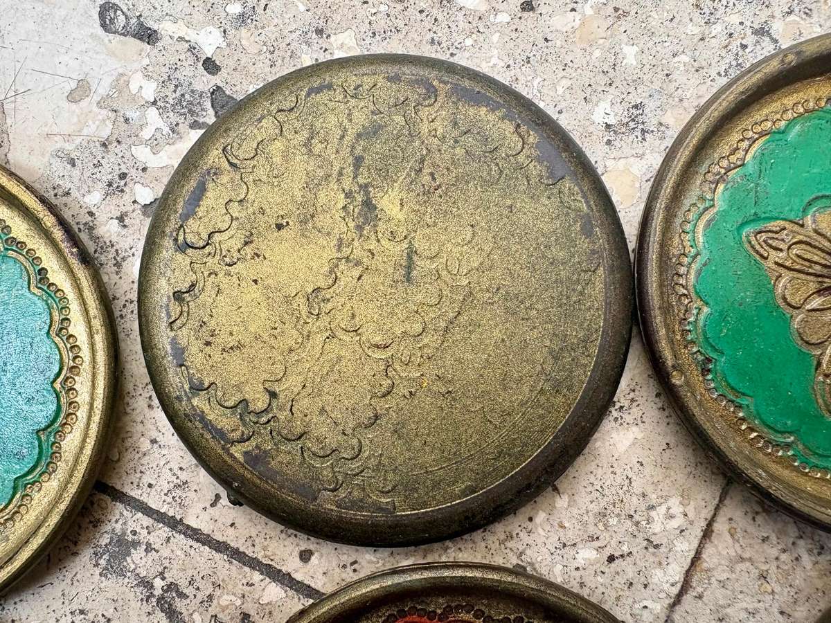 Vintage coaster lot florentine coaster set of  8 hand painted Italy