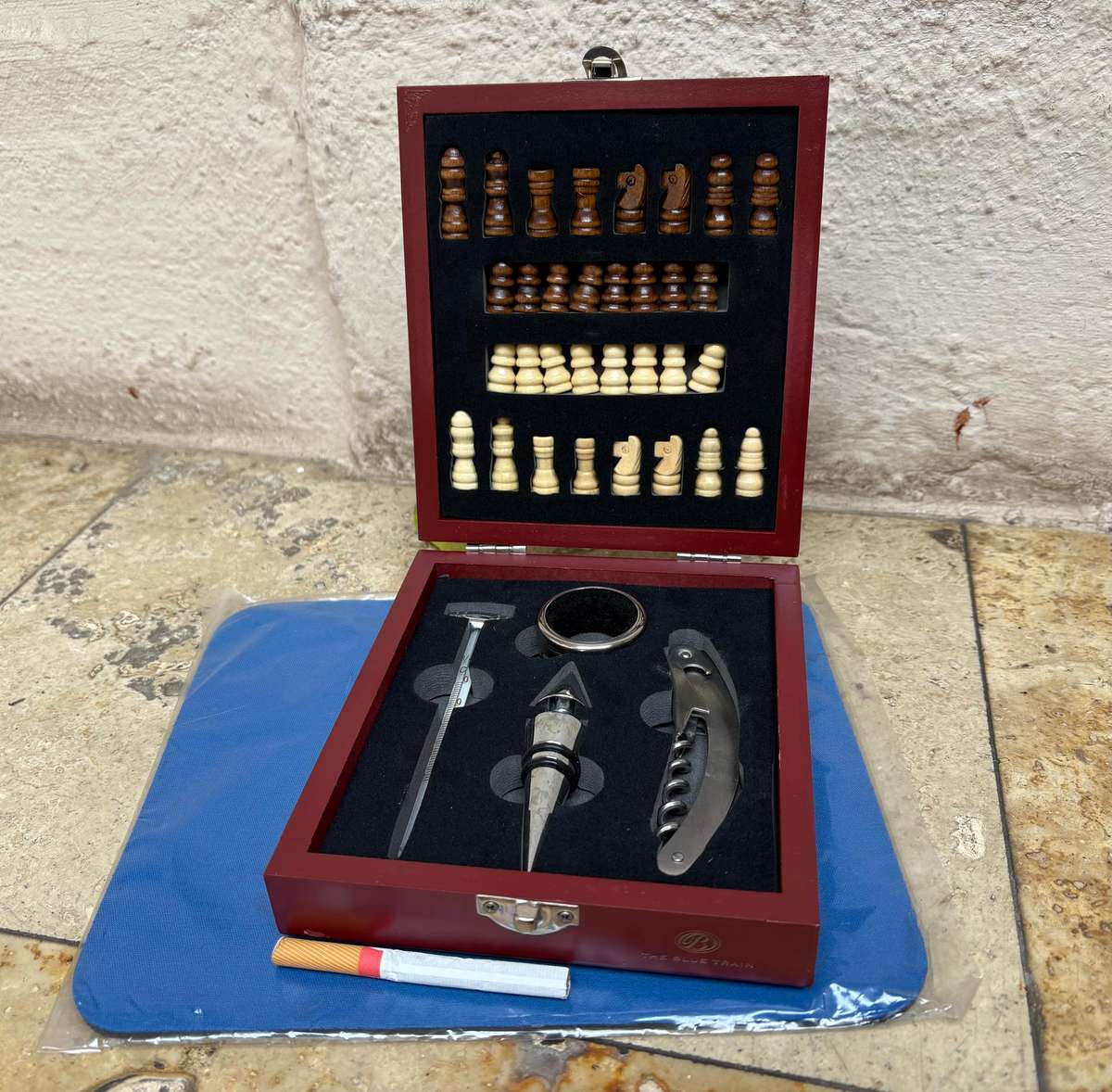 The Blue Train chess set bar gift set ,as new