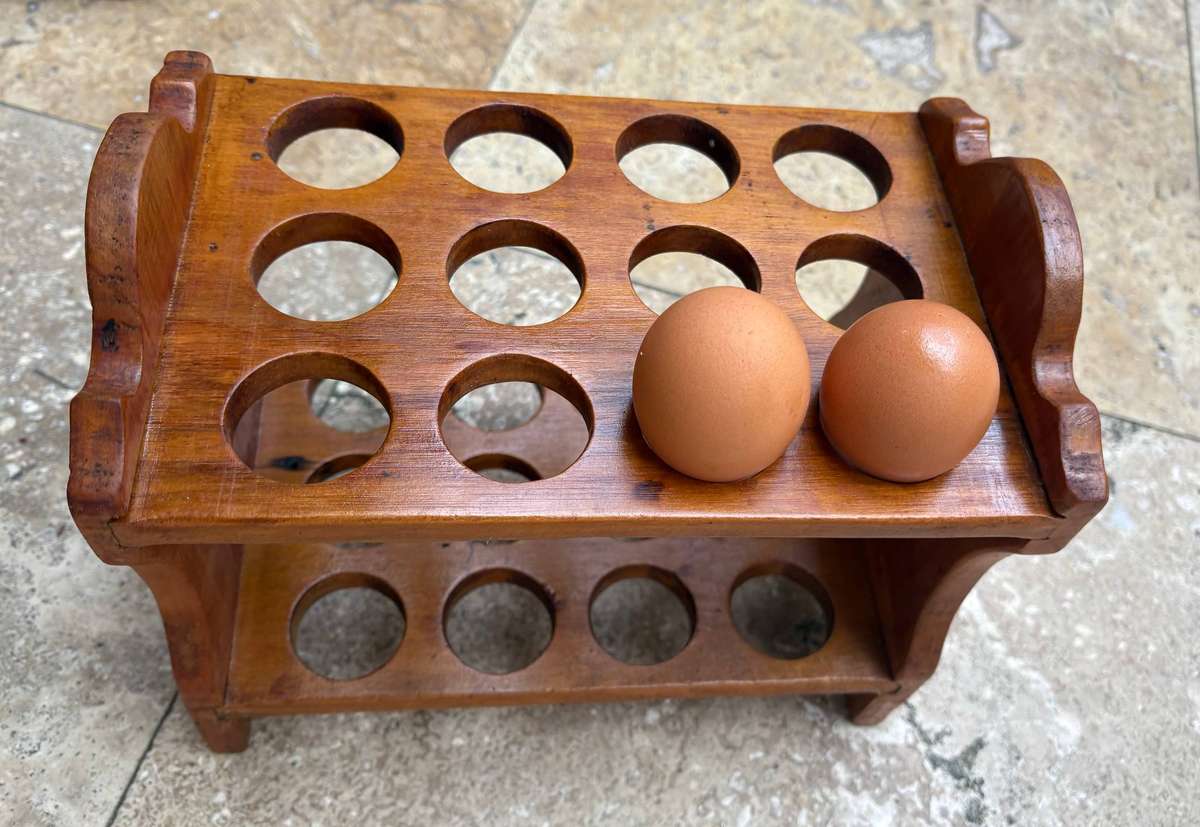 Vintage wooden egg holder tray for 24 eggs storage