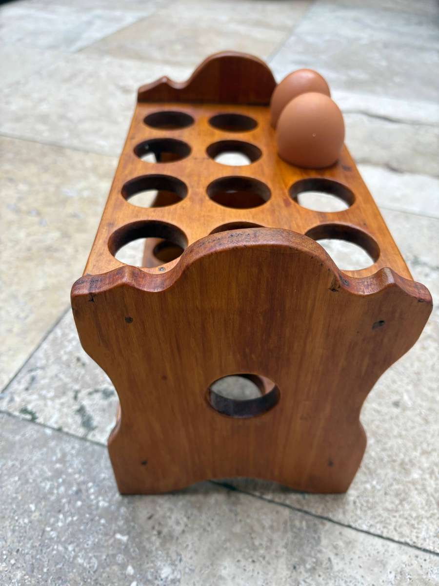 Vintage wooden egg holder tray for 24 eggs storage