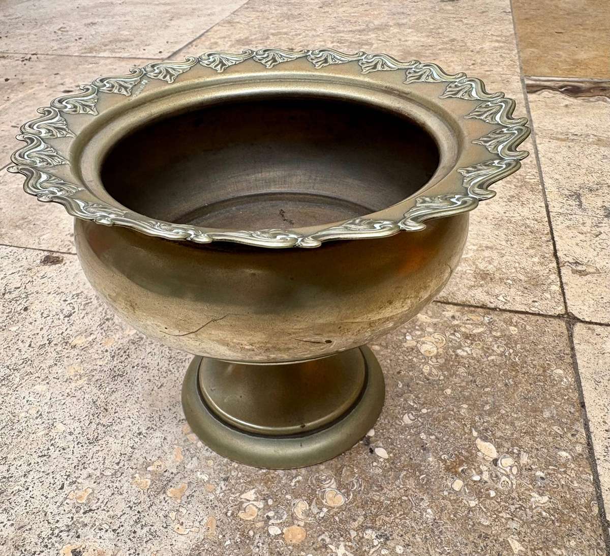 Vintage brass French urn planter vase bowl