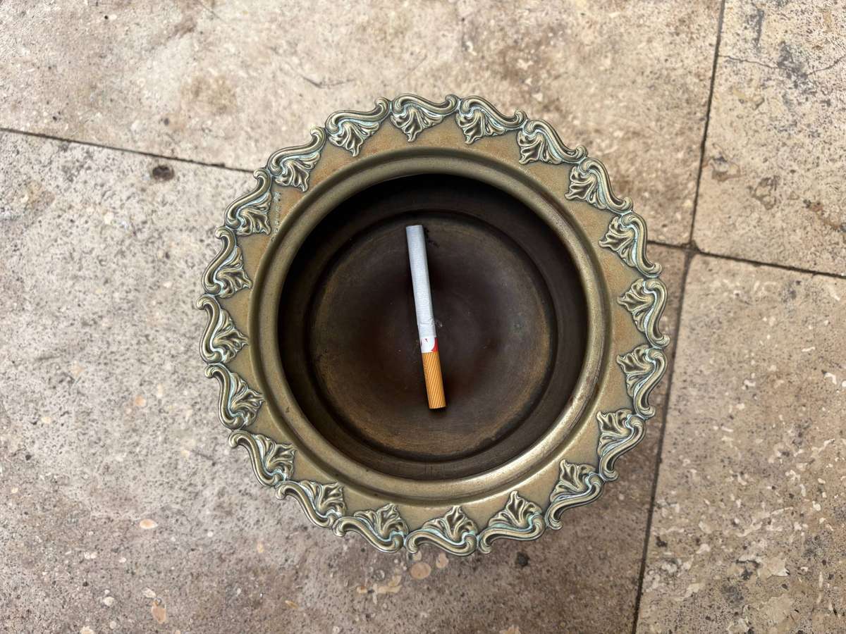 Vintage brass French urn planter vase bowl