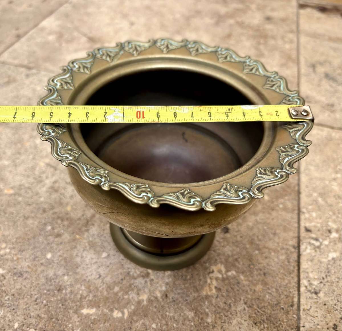 Vintage brass French urn planter vase bowl