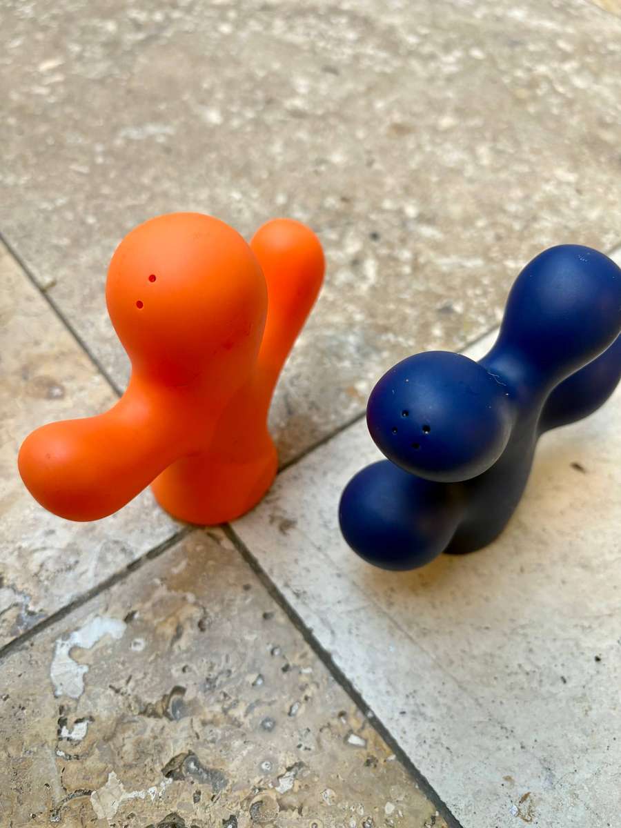 VINTAGE PAIR OF ALESSI VICE VERSA CORAL & CACTUS SALT & PEPPER SHAKERS