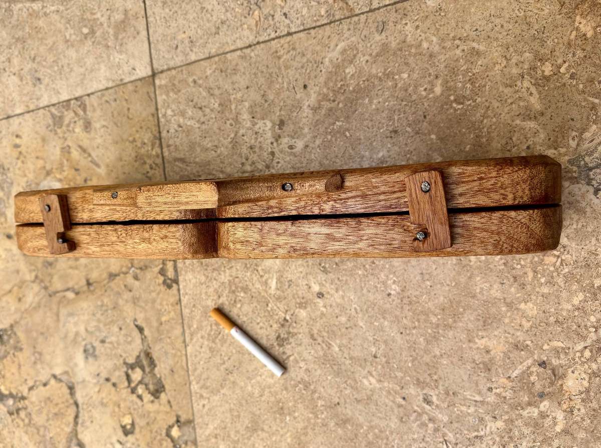 Vintage hand carved wood Mancala Bao African game board