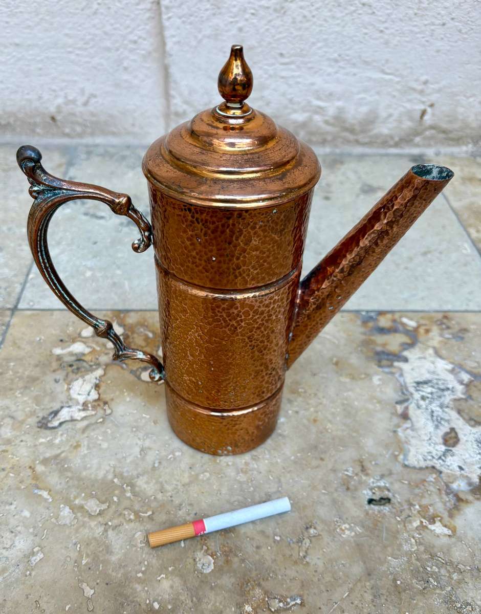 Vintage hammered copper tea pot kettle