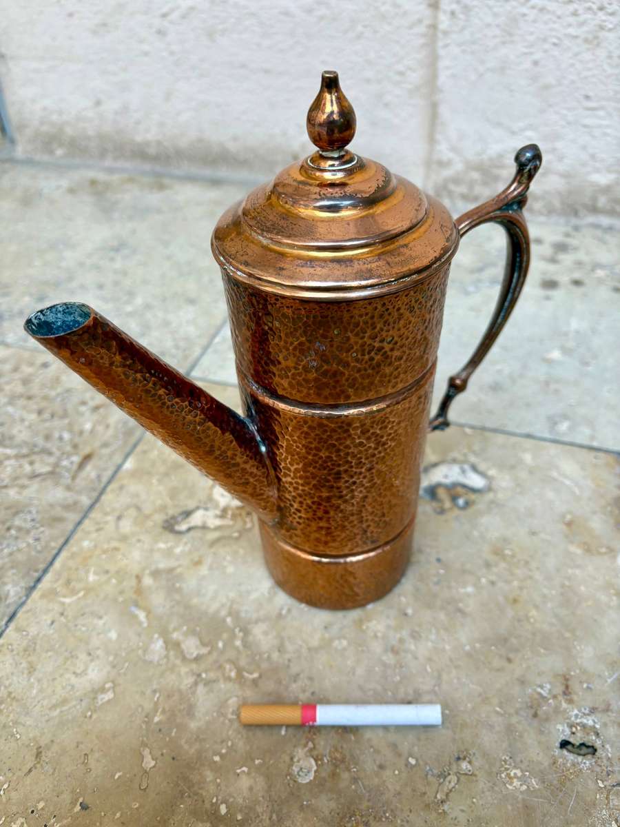 Vintage hammered copper tea pot kettle