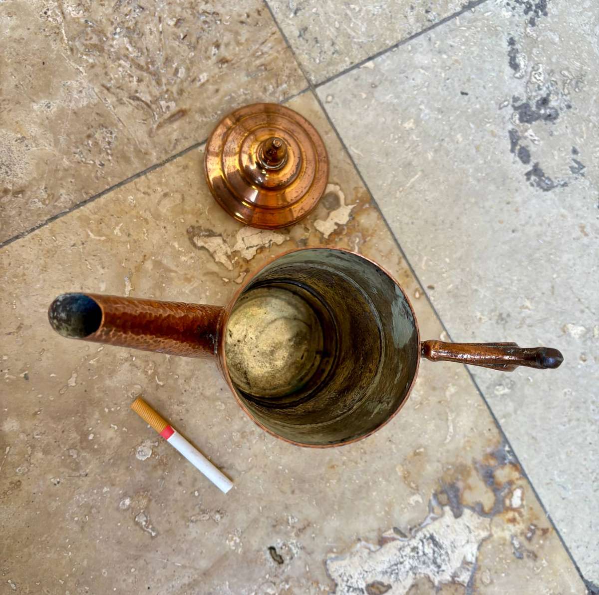 Vintage hammered copper tea pot kettle