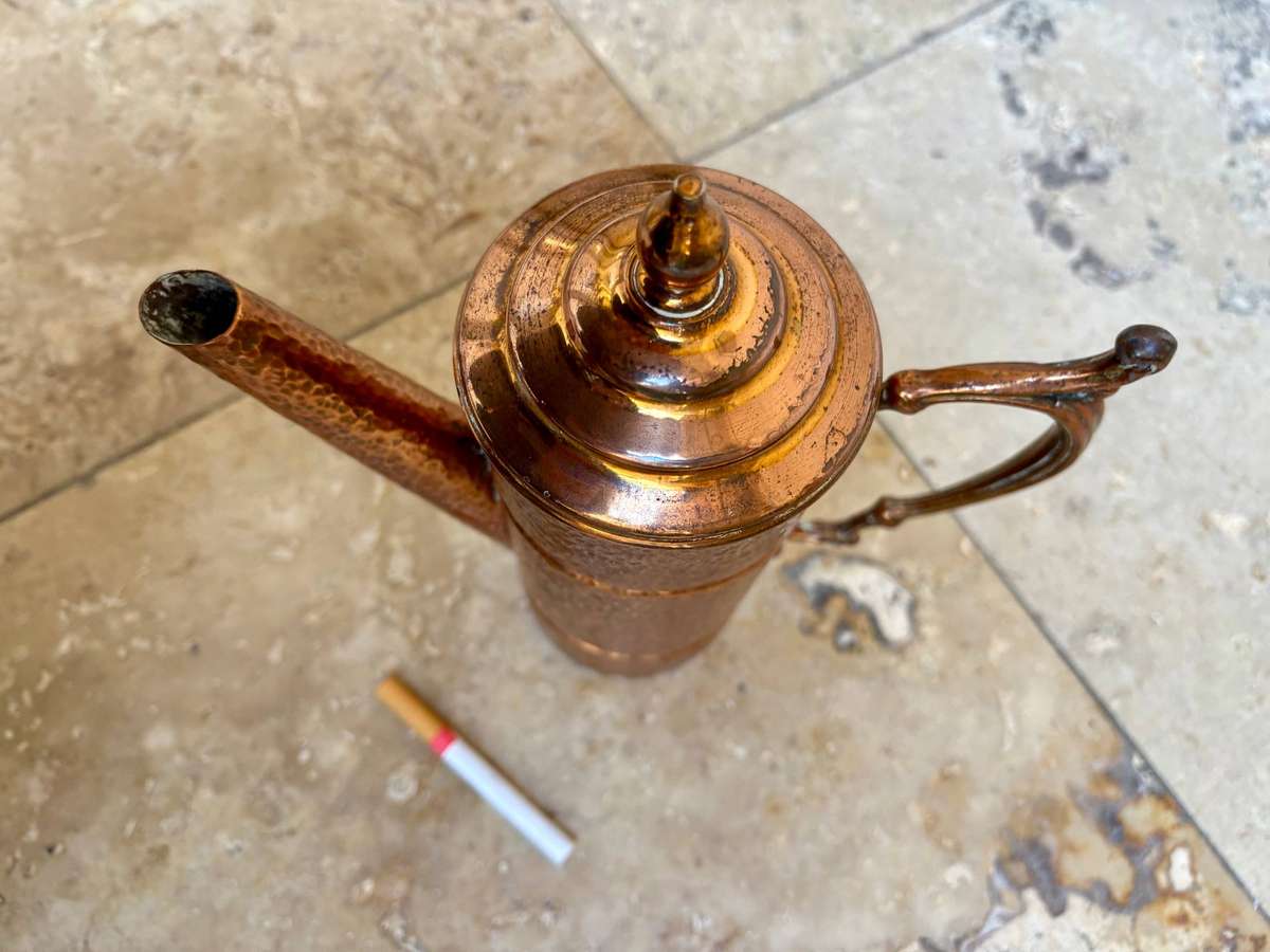 Vintage hammered copper tea pot kettle