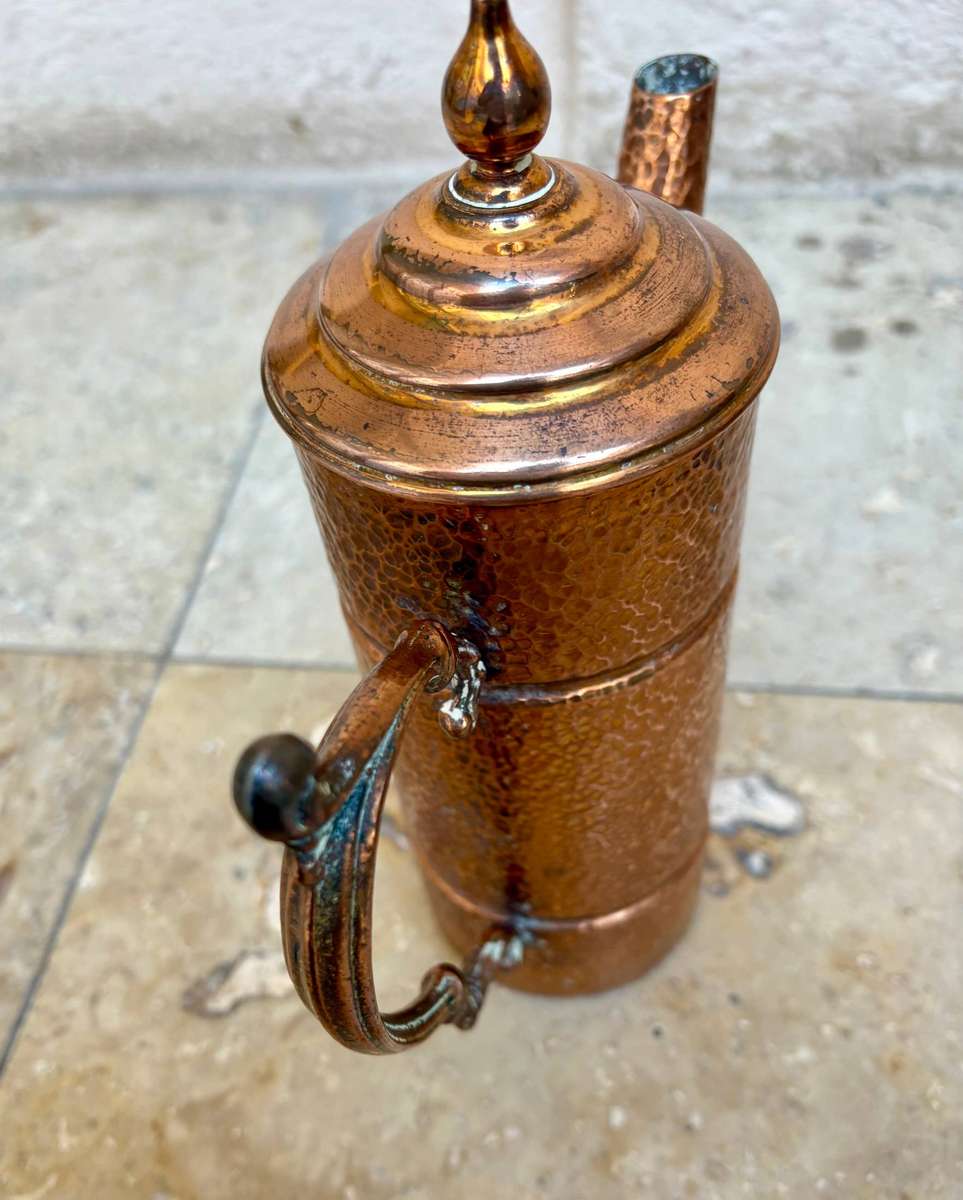Vintage hammered copper tea pot kettle