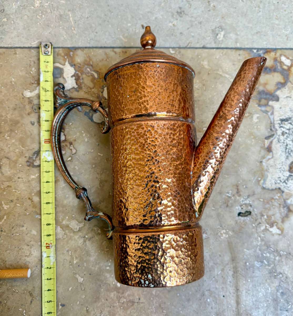 Vintage hammered copper tea pot kettle