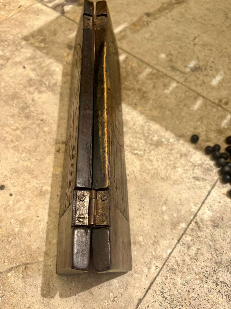 Vintage hand carved wood Mancala Bao African game board Giraffe detail