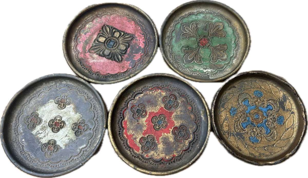 Vintage  florentine coaster set of 5 hand painted Italy