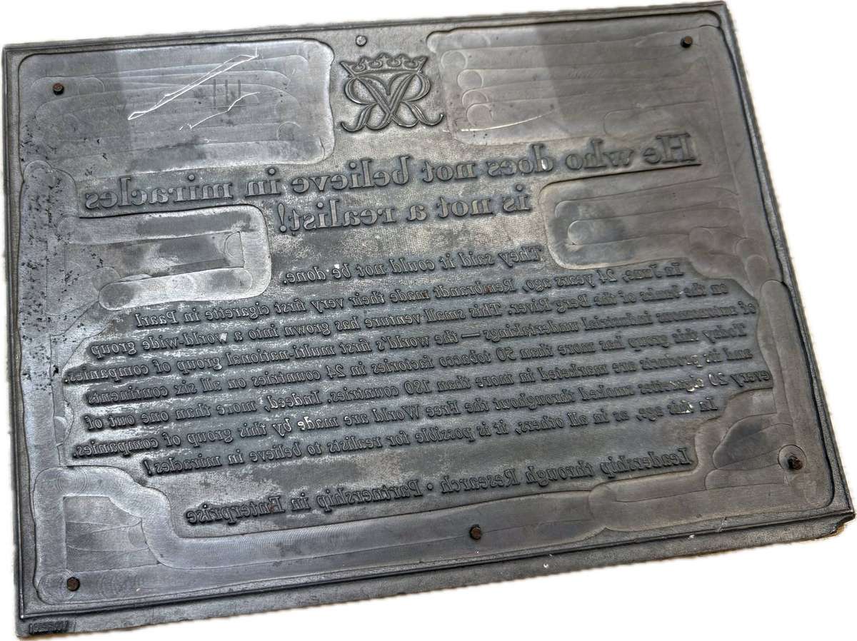 vintage lead printing plate Rembrandt cigarettes