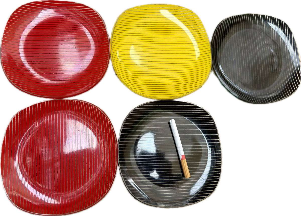 Glass Retro striped side plates set of 5