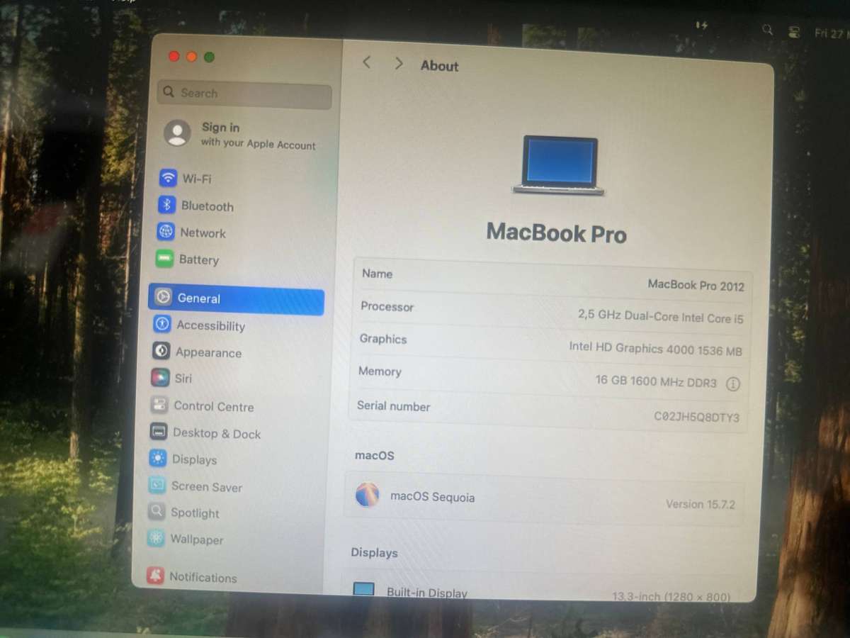 Macbook Pro 2012 - Intel Core i5 - 16 GB RAM  -240 GB SSD  - Intel HD Graphics