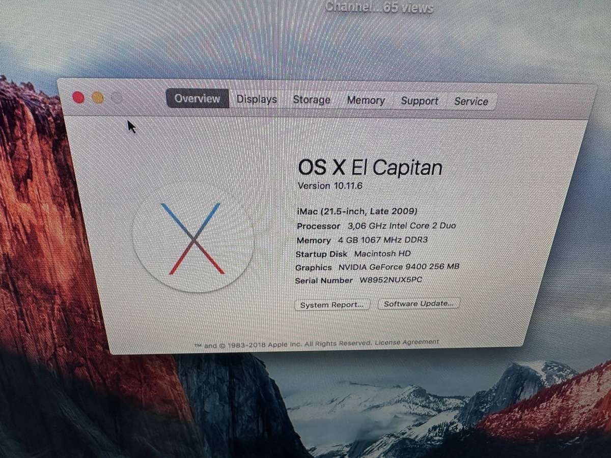 21.5" Apple iMac - Intel Core 2 Duo - 4 GBRAM - 500 GB Memory - Incl Apple KB + Apple Mouse