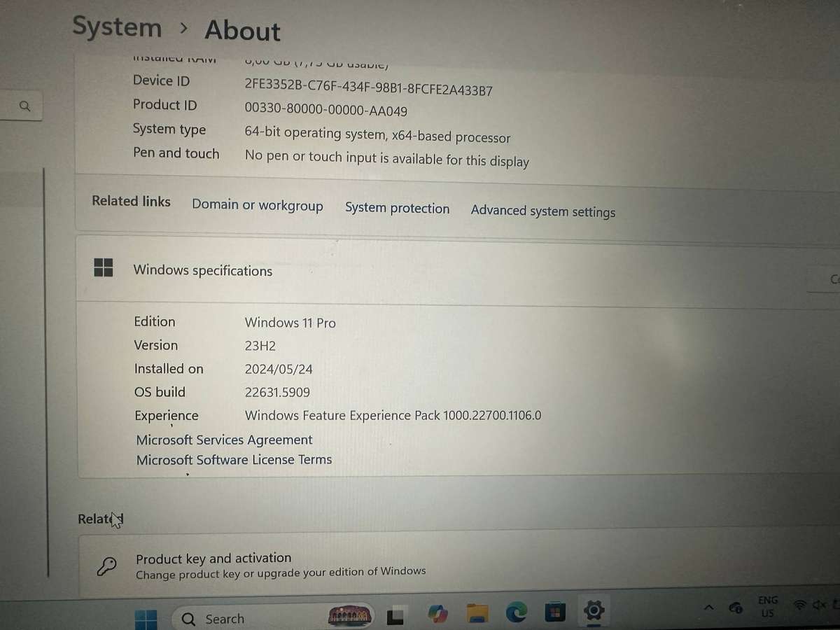 Dell Vostro , Core i5 11th Gen,  8 GB RAM , 512 SSD, Windows 11 Pro
