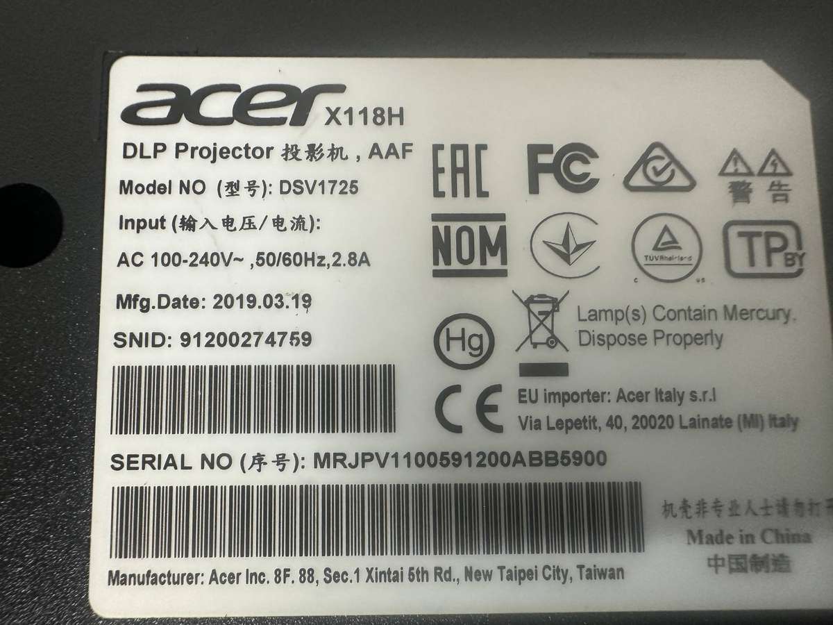 ACER DLP PROJECTOR : DSV1725