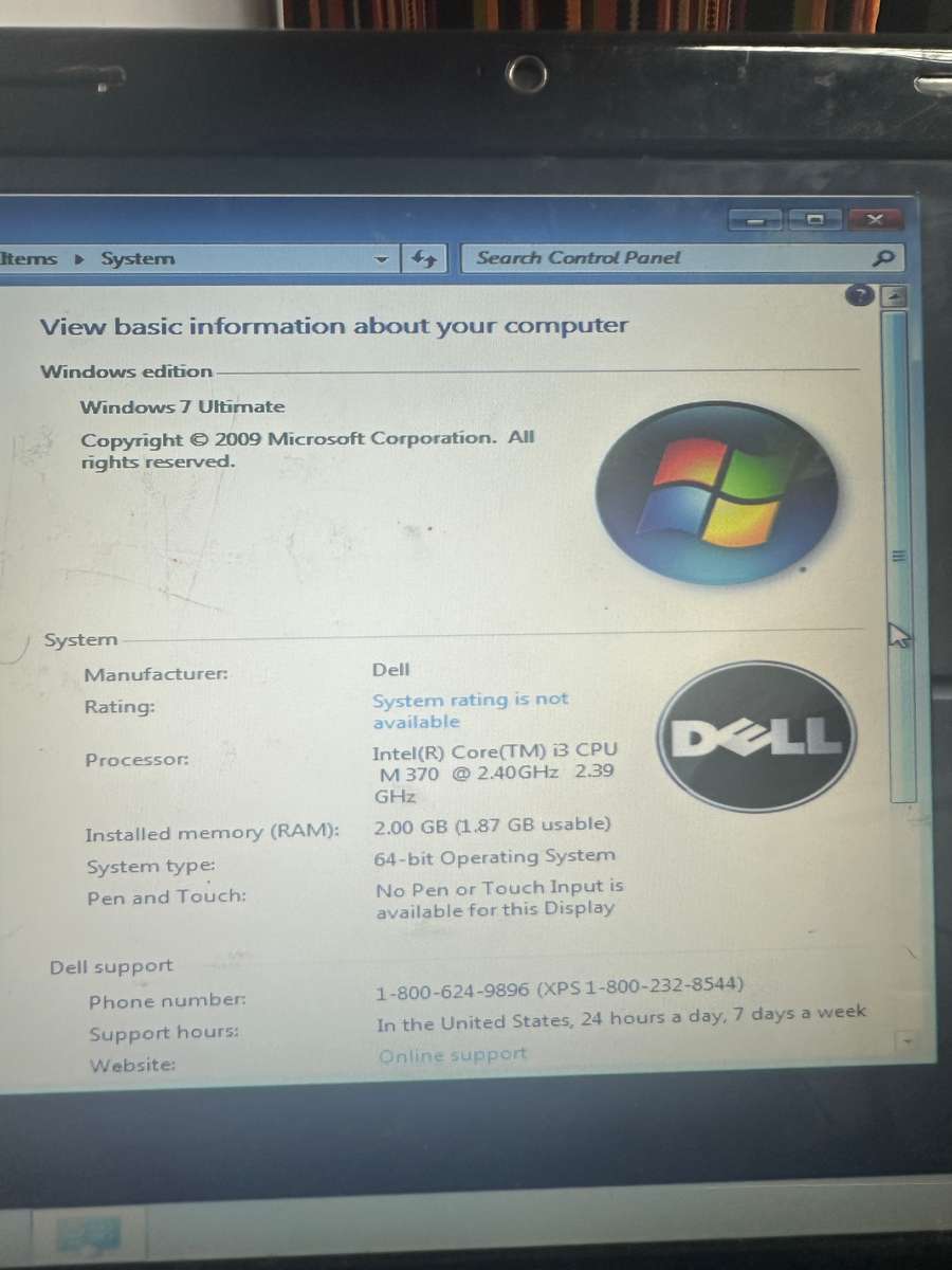 DELL N5010- Core i3- 2 GB RAM - WINDOWS 7 Ultimate