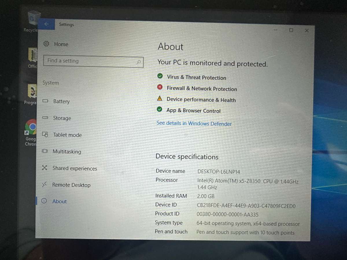 TABLET PC - INTEL ATOM- 2 GB RAM - 60 GB MEMORY