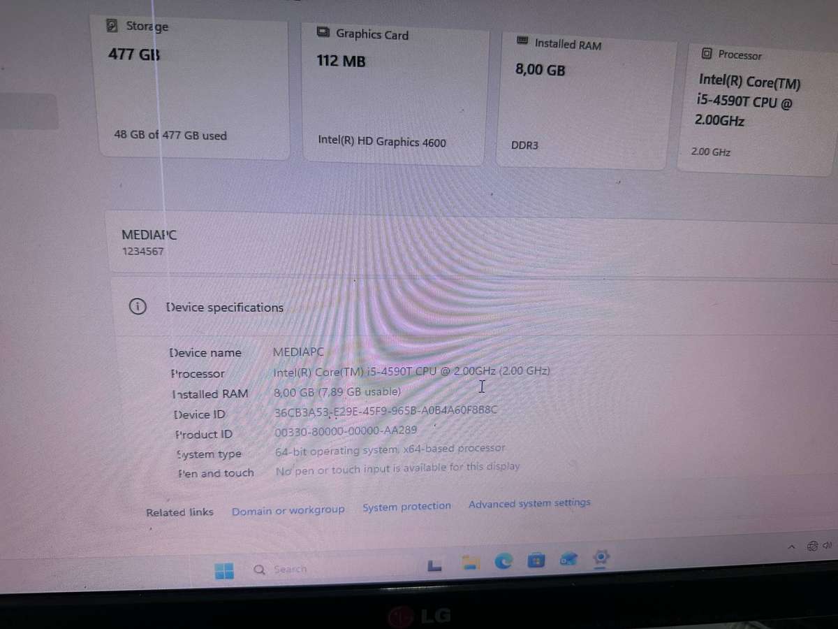 LENOVO THINKCENTRE SMALL FORM FACTOR PC -CORE I5 vPRO -8 GB RAM - 512 SSD -  WINDOWS 11 PRO