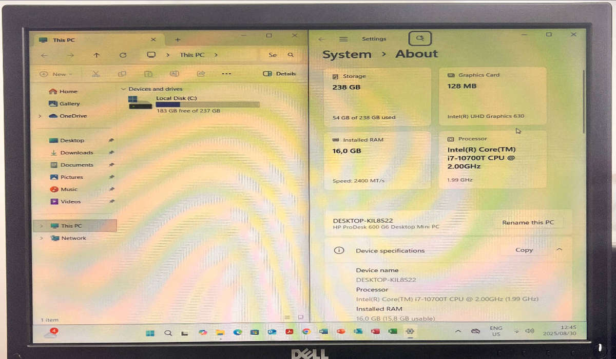 HP Elite small form factor Desktop PC - Intel Core vPro i7 Processor 10700T - 16 GB RAM