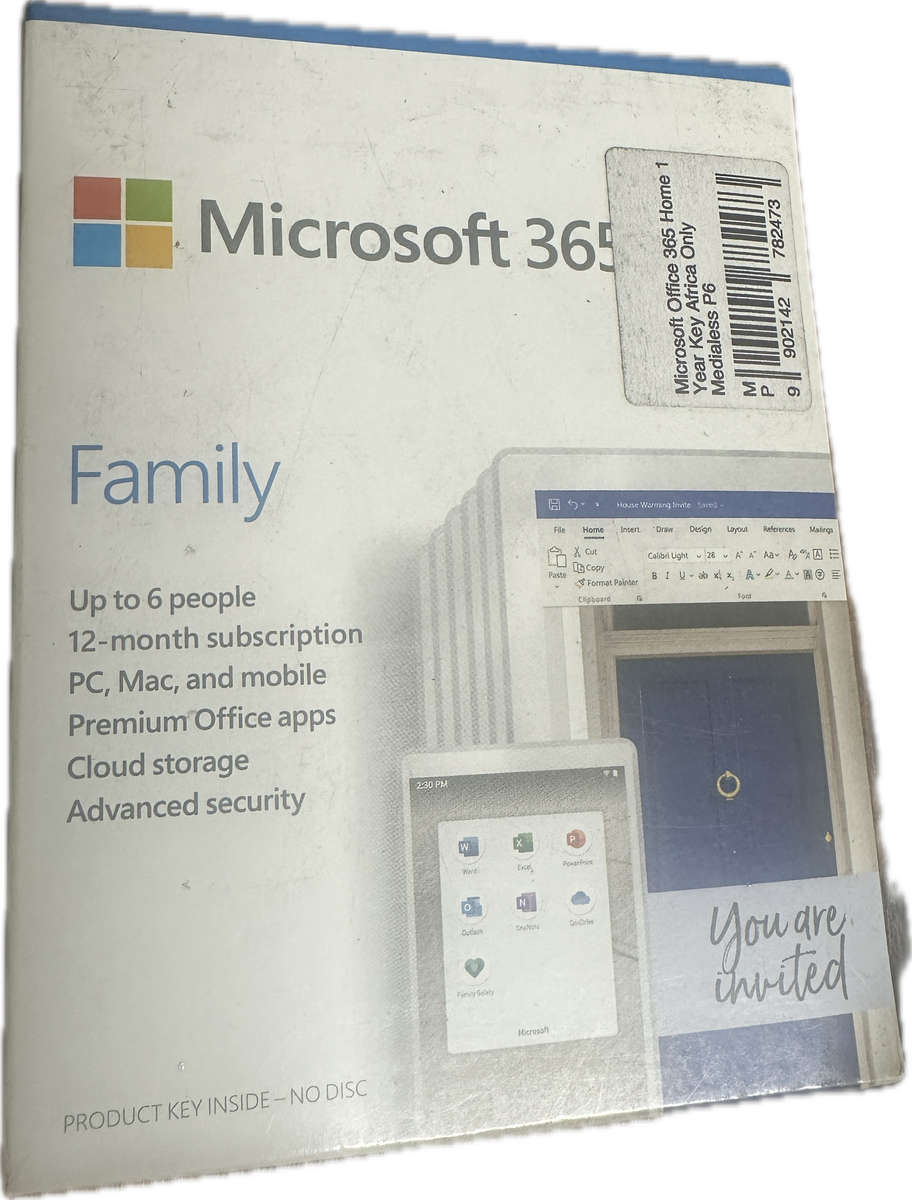 MICROSOFT OFFICE 365  - FAMILY UP TO 6 PEOPLE - 12 MONTH SUBSCRIPTION - PC , MAC AND MOBILE