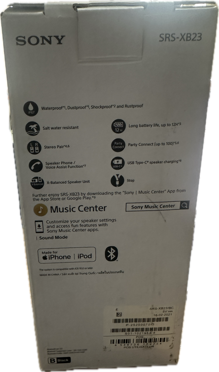 SONY SRS-XB23 BLUETOOTH SPEAKER
